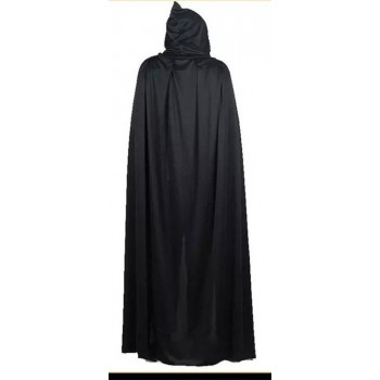 Long Black Hooded Robe ADULT HIRE